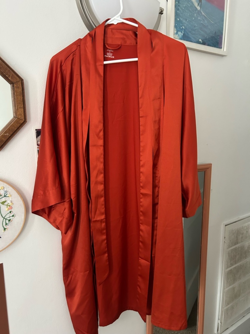 Silky Red Satin Kimono Robe - Women Intimates & Sleepwear